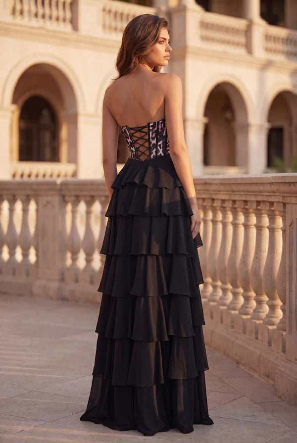 Kos Couture Corset Lepord Print Formal Party Dress