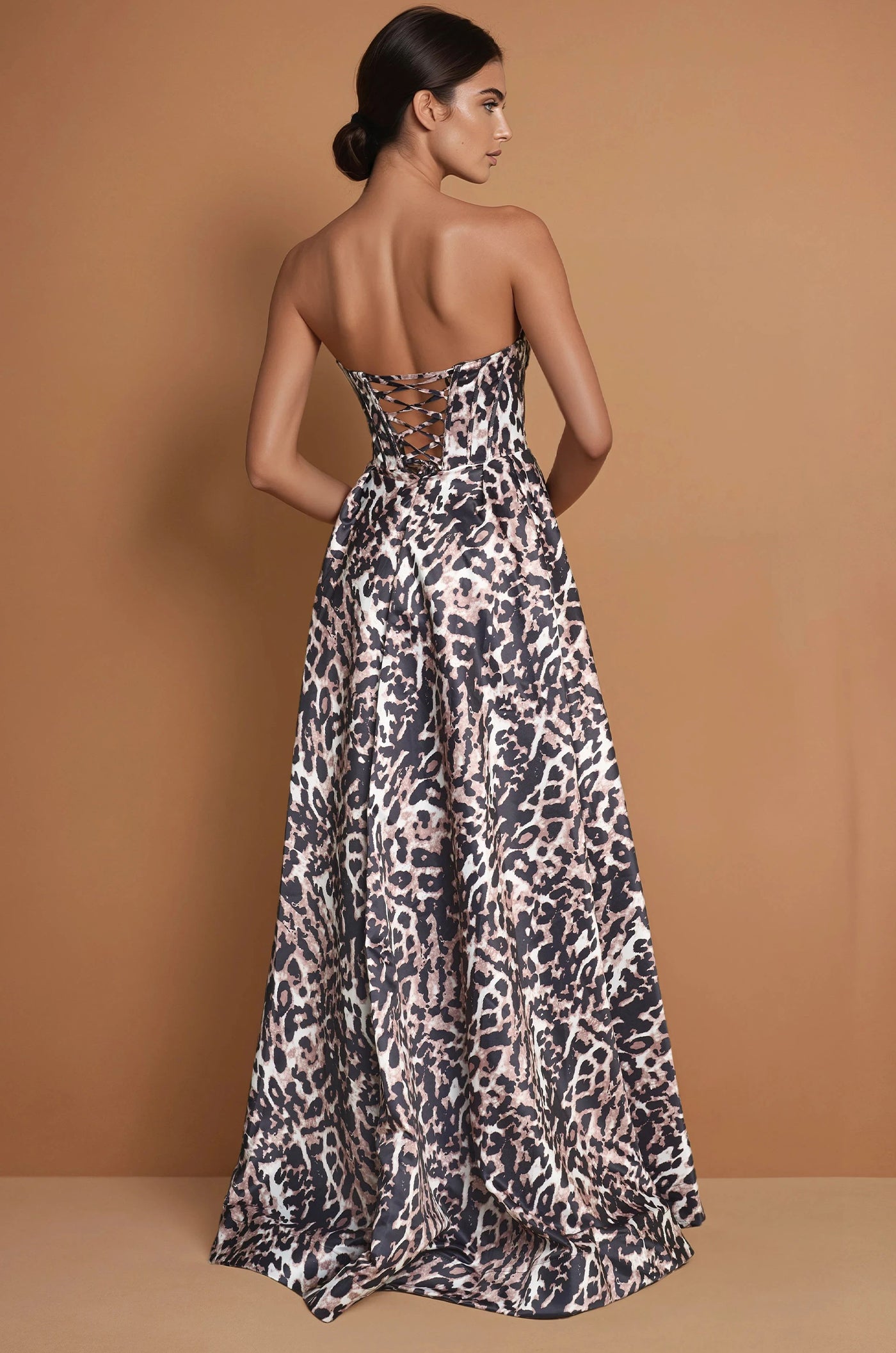Formal Dresses Long Corset Lepord Print Ball Gown Print