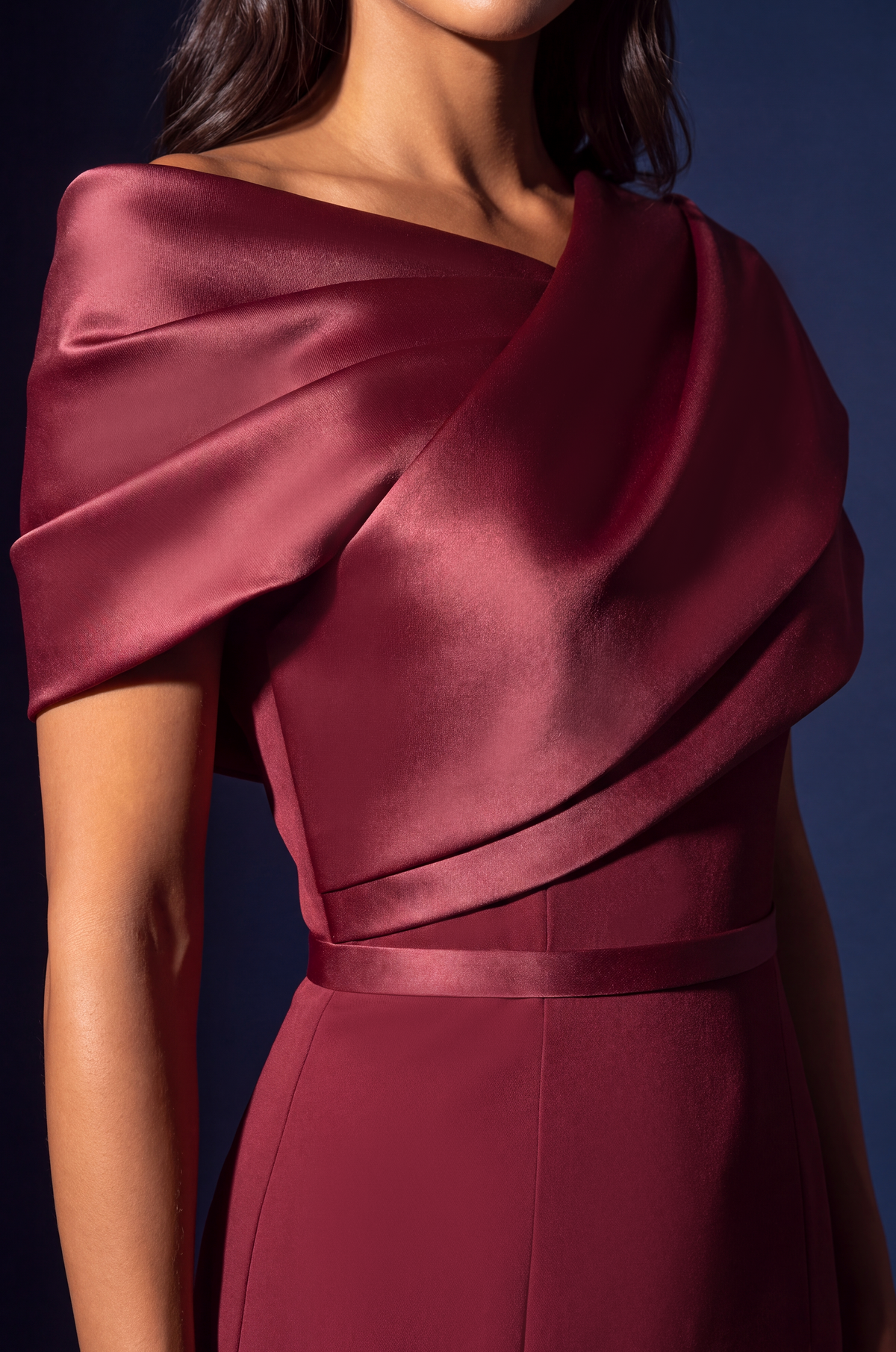 Kos Couture Off Shoulder Draped Satin Mermaid Evening Dress Wholesale