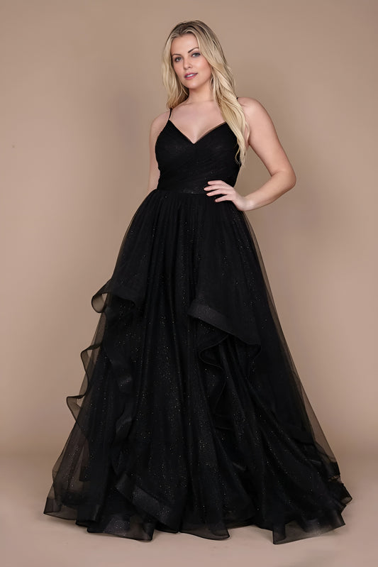 Kos Couture 1230 Sparkling Sophisticated Long Formal Ball Gown Black