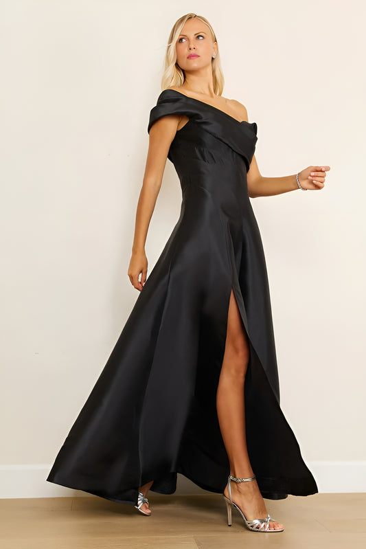 Kos Couture 1277 One Sophisticated Shoulder Long Formal Ball Gown Evening Dress Black