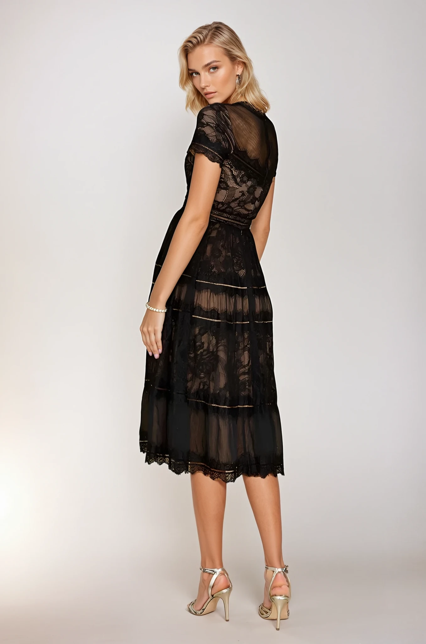 Midi Lace Formal Cocktail Dress