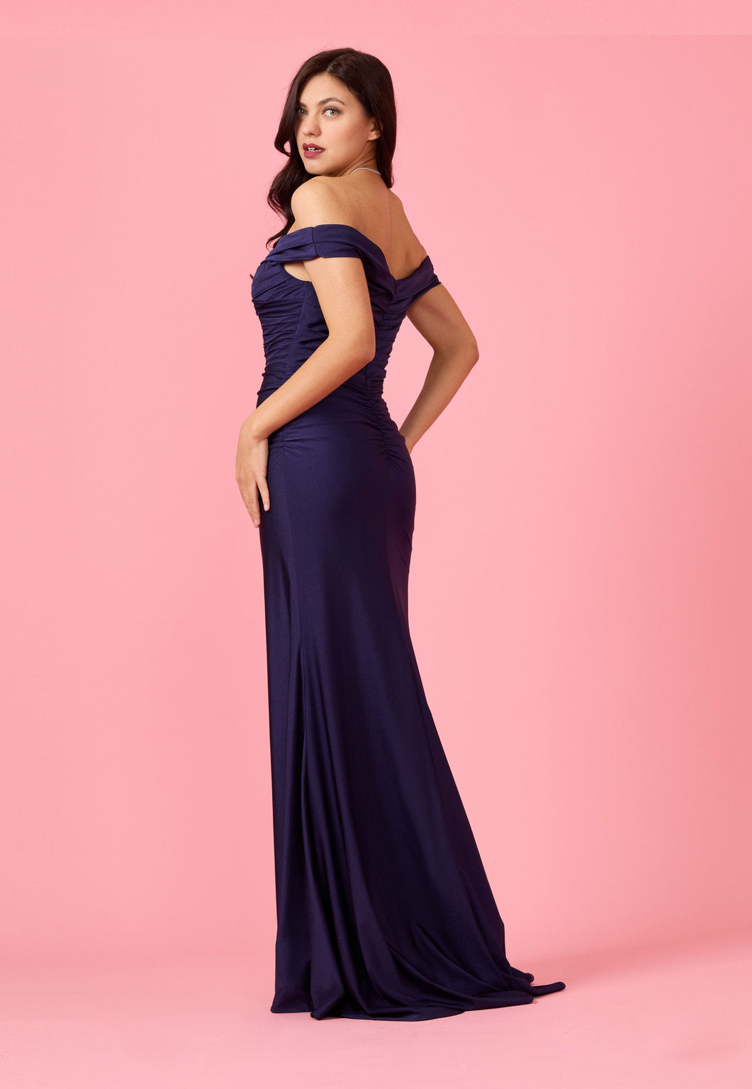 Kos Couture Long Stretch Formal Off Shoulder Dress