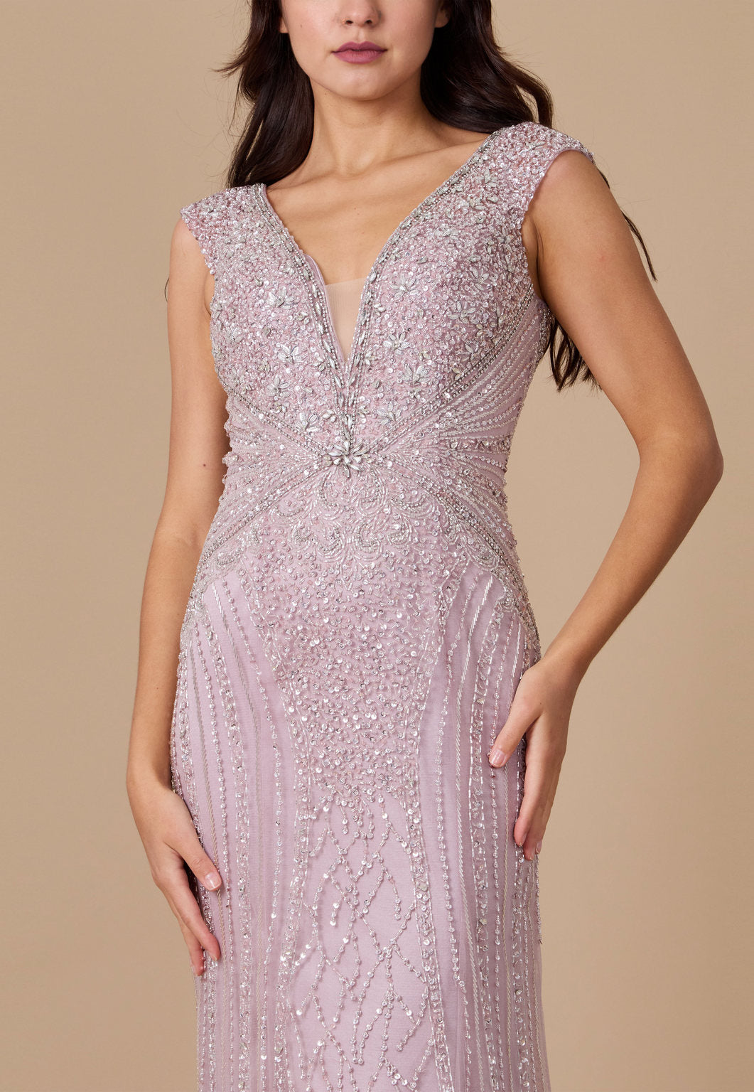 Kos Couture Fully Beaded Long Couture Formal Evening Dress