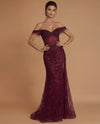 Kos Couture Fitted Off Shoulder Sequin Prom Formal Dress