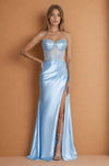 Kos Couture Long Beaded Formal Corset Prom Dress