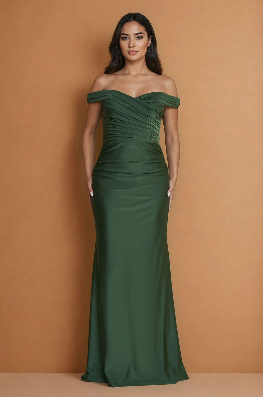 Kos Couture Long Stretch Formal Off Shoulder Dress