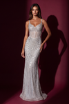 Kos Couture Formal Hand Beaded Long Full Sequince Couture Dress