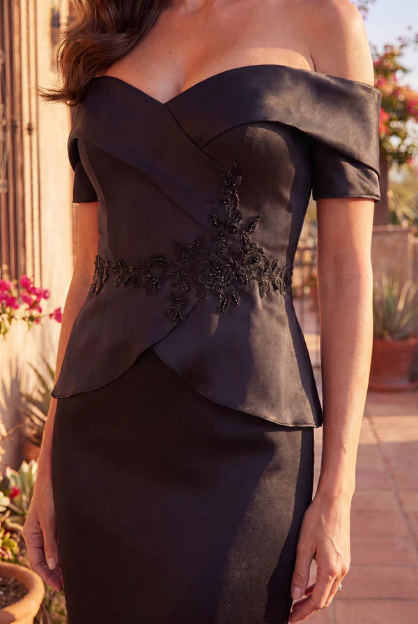 Kos Couture Off Shoulder Sleeve Mother Of The Bride Dress