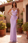 Kos Couture Prom Long Beaded Side Cut Out with Bow Dress
