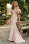 Kos Couture Ruffled Sleeve Long Formal Evening Dress