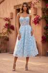 Kos Couture Strapless Formal A Line Floral Lace Midi Cocktail Dress