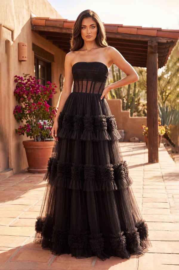 Kos Couture Long Layered Formal Dress Prom Ball Gown