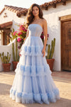 Kos Couture Long Layered Formal Dress Prom Ball Gown