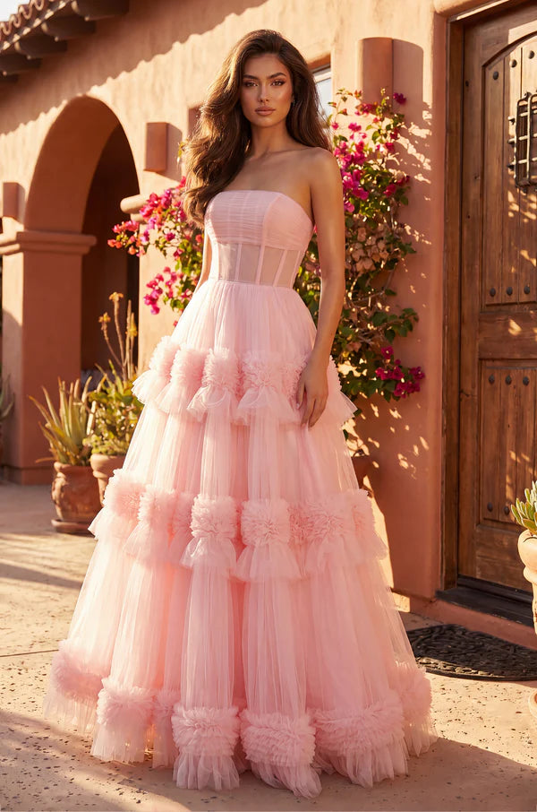 Kos Couture Long Layered Formal Dress Prom Ball Gown