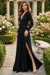 Formal Dresses Long V Neck Strech Jersey Black Formal Dress Black