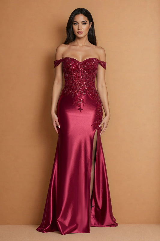 Formal Dresses Off Shoulder Corset Formal Evening Dress Burgundy