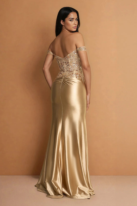 Kos Couture Off Shoulder Corset Formal Evening Dress