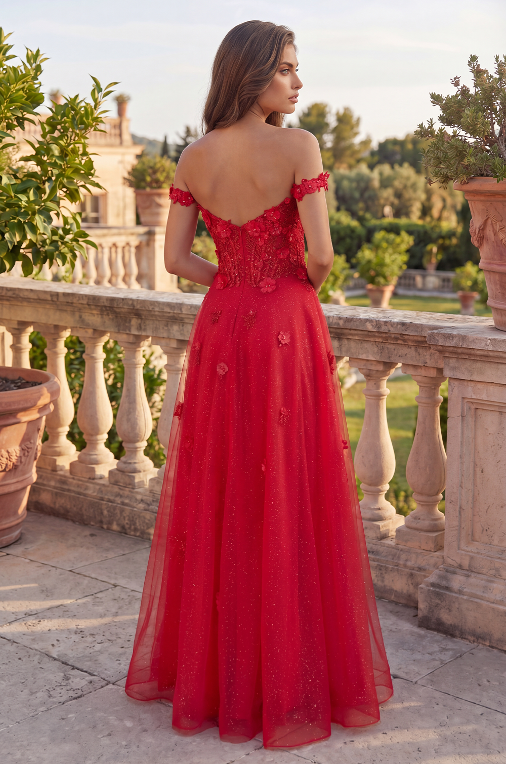 Kos Couture Long Lace Prom Gown With Detachable Sleeves