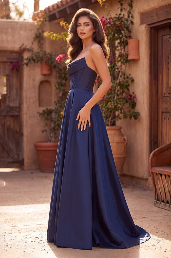 Kos Couture Classic Long Mikado Corset Formal Ball Gown