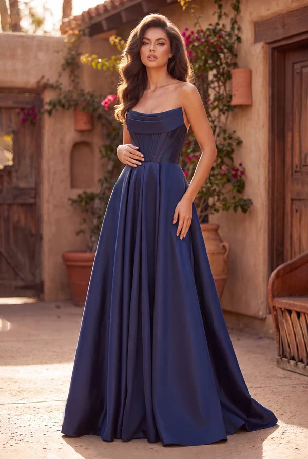 Kos Couture Classic Long Mikado Corset Formal Ball Gown
