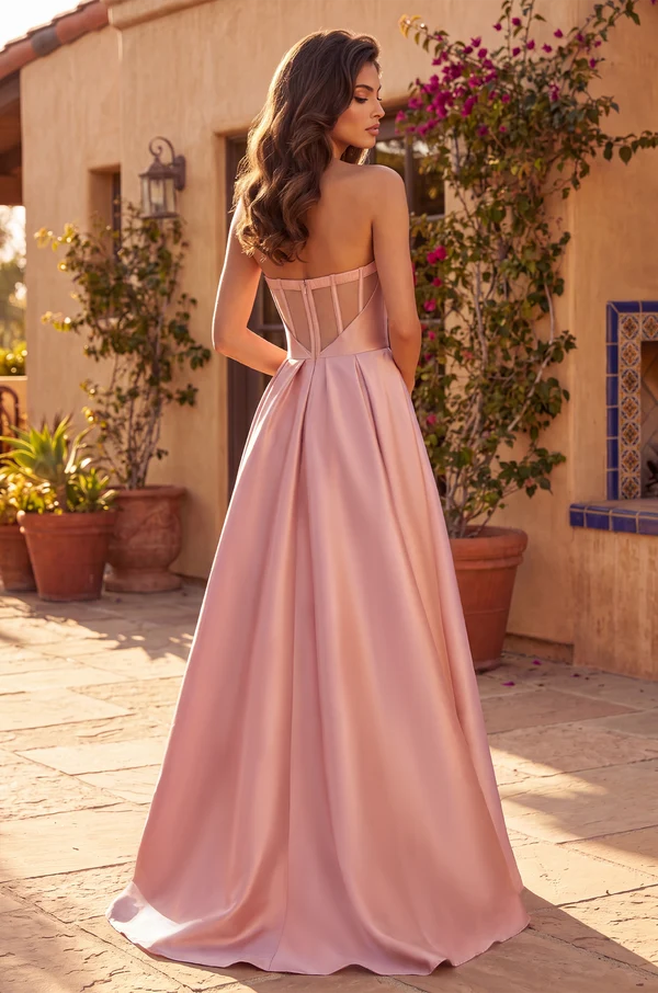 Kos Couture Classic Long Mikado Corset Formal Ball Gown