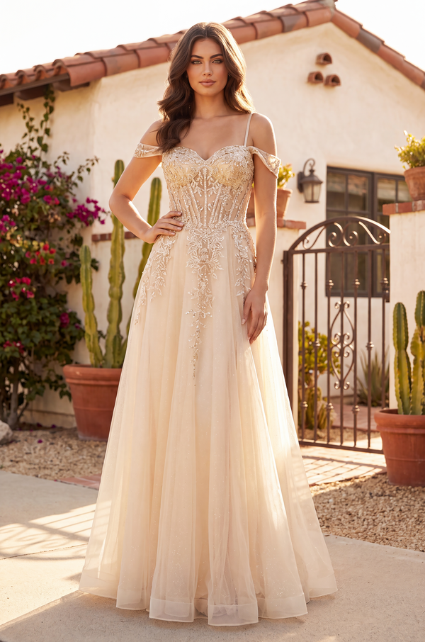 Kos Couture Prom Long Formal Corset Gown