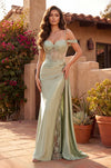 Kos Couture Corset Prom Long Dresss with Beaded Drape Slit