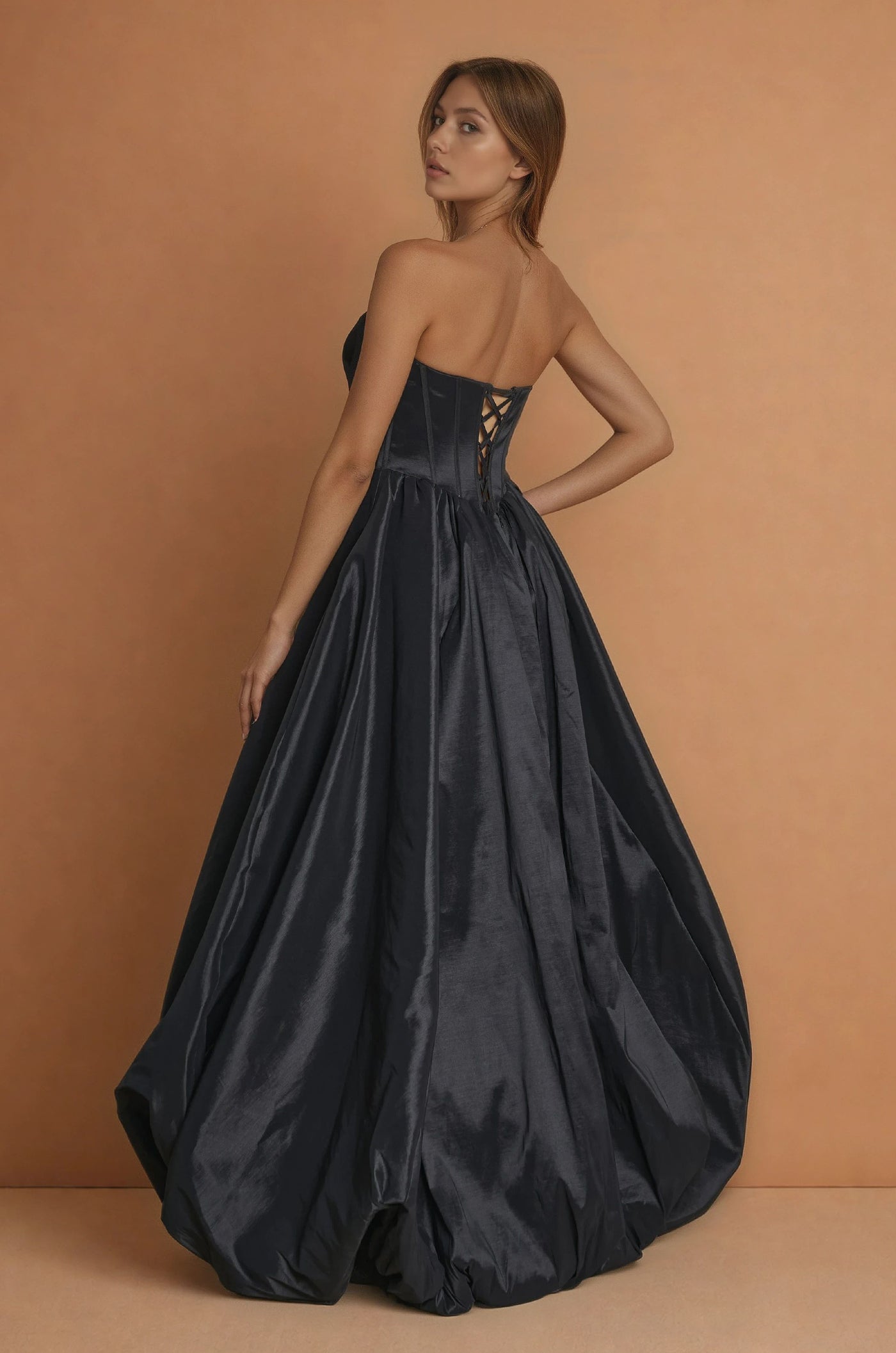 Prom Dresses Corset Long Short Prom Gown  Black