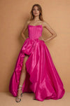 Prom Dresses Corset Long Short Prom Gown  Hot Pink