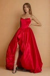 Prom Dresses Corset Long Short Prom Gown  Red