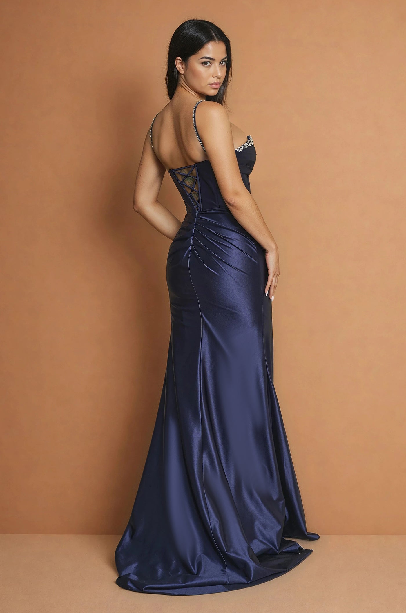 Formal Dresses Long Formal Dress with Keyhole  Navy