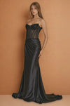 Prom Dresses Strapless Fitted Hot Fix Corset Prom Dress Black