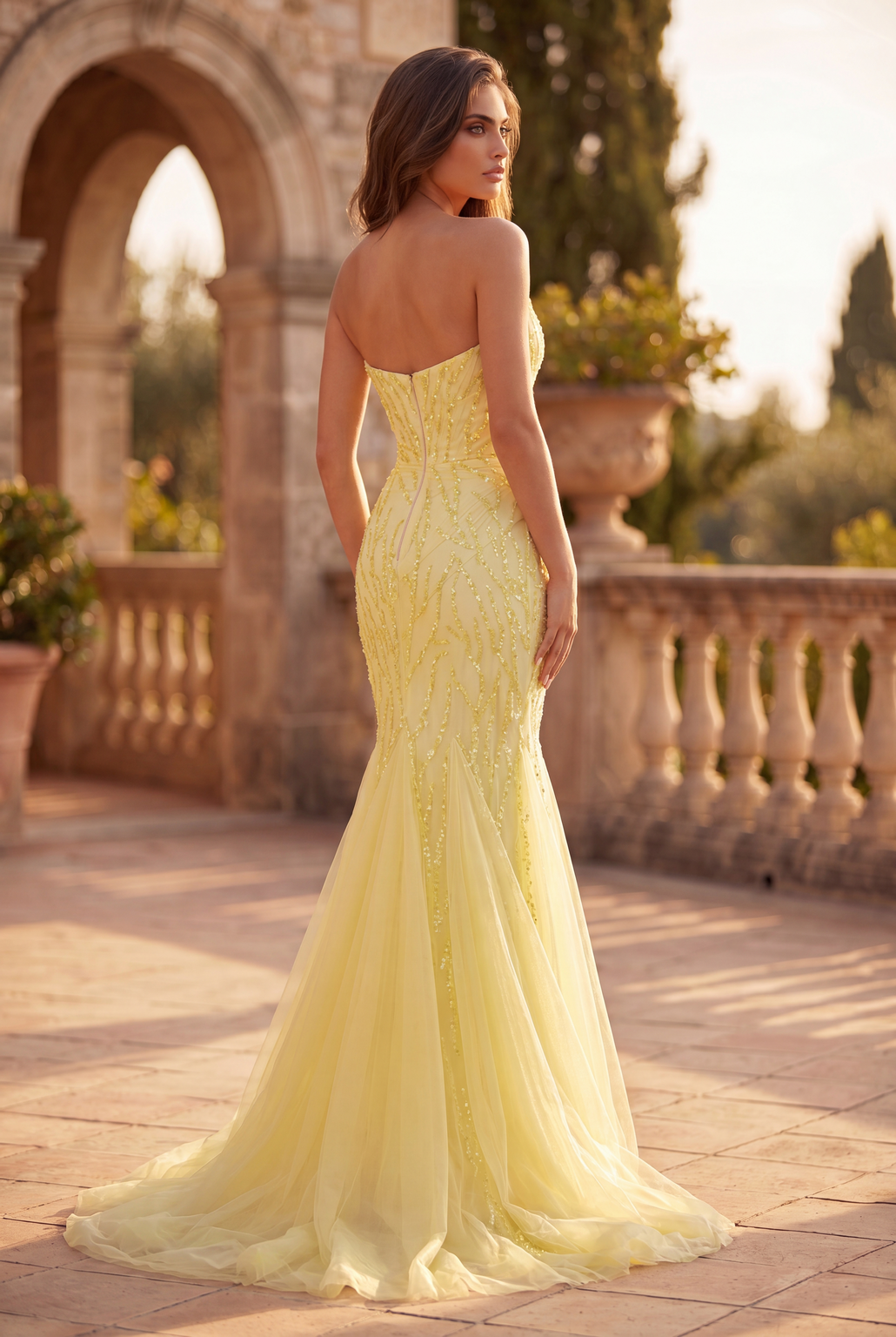 Kos Couture Long Mermaid Beaded Formal Evening Dress