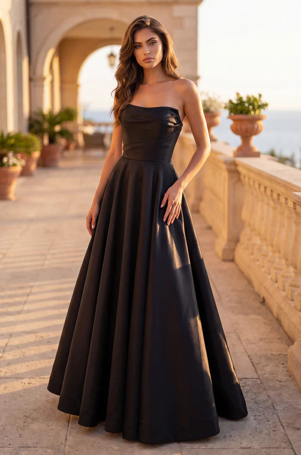 Kos Couture Formal Long Corset Pleated Prom Ball Gown