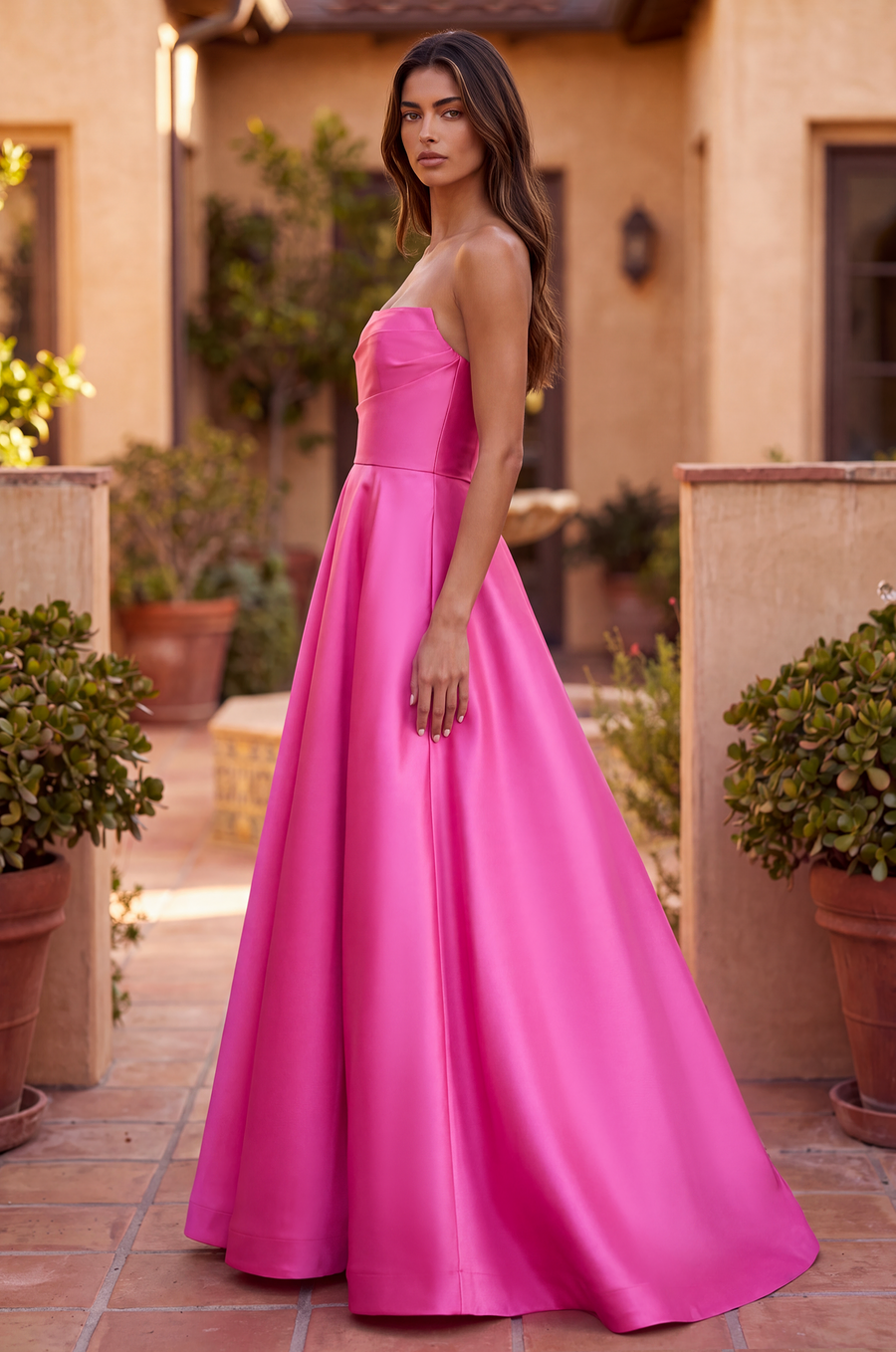 Kos Couture Formal Long Corset Pleated Prom Ball Gown