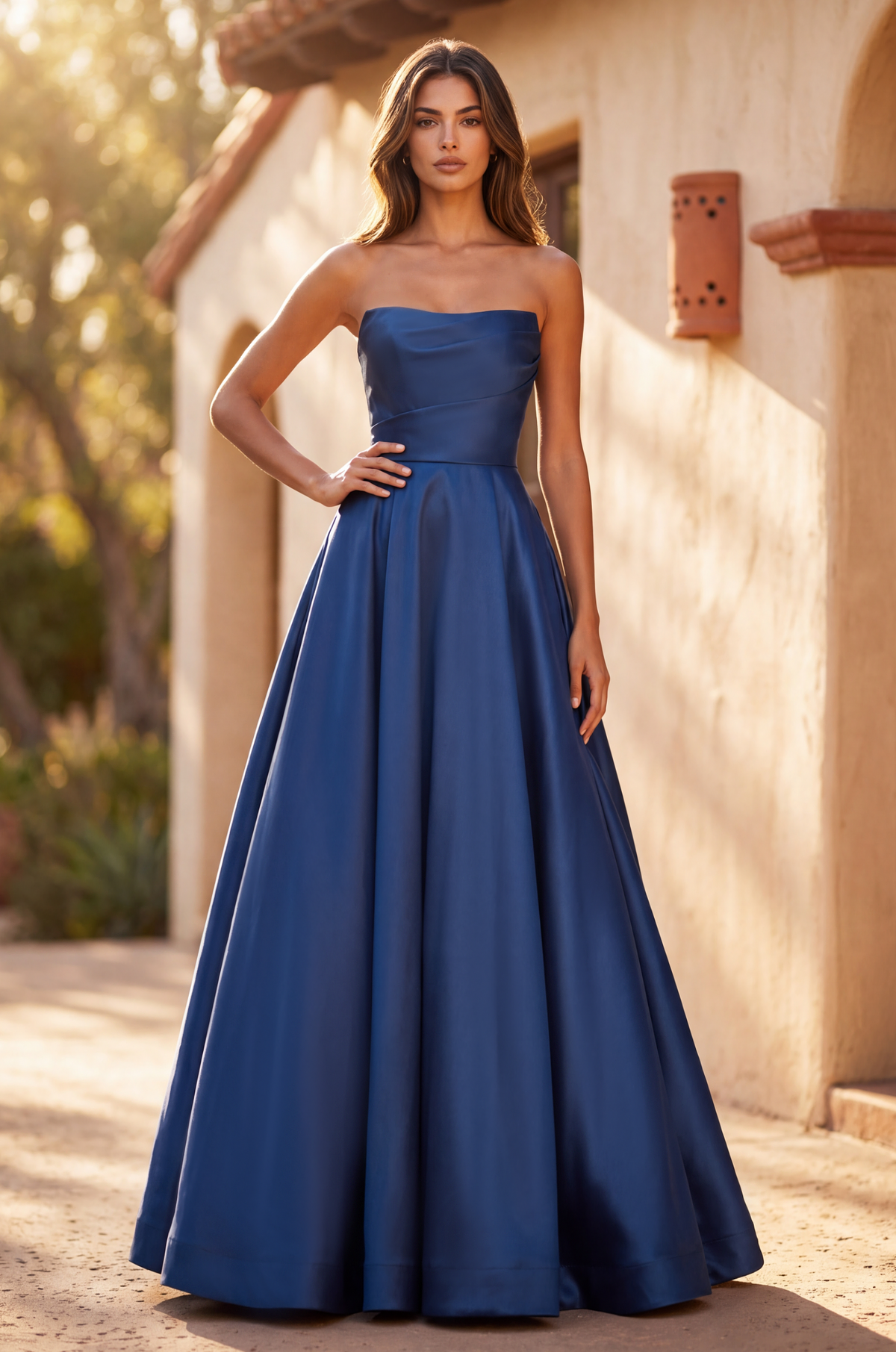Kos Couture Formal Long Corset Pleated Prom Ball Gown