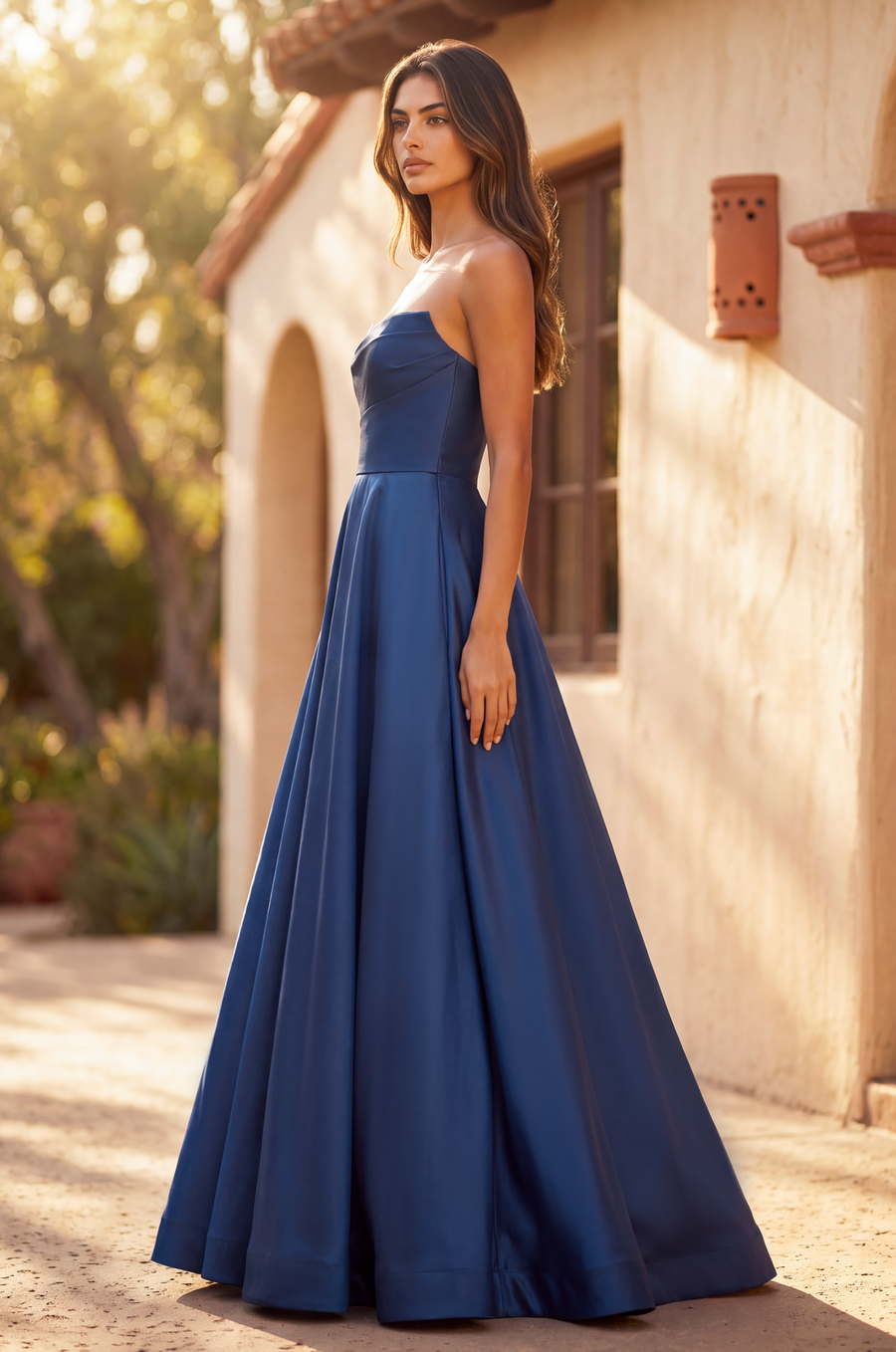 Kos Couture Formal Long Corset Pleated Prom Ball Gown