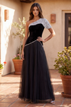 Kos Couture Long One Shoulder Black Couture Dress