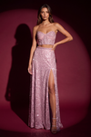 Kos Couture Two Piece Fully Beaded Corset Prom Dress
