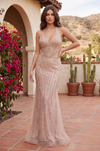 Kos Couture Prom Beaded Halter Neck Sequin Long Evening Dress