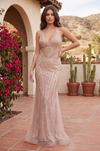 Kos Couture Prom Beaded Halter Neck Sequin Long Evening Dress