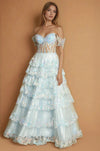 Prom Dresses Long Corset Ruffled Prom Dress Light Blue