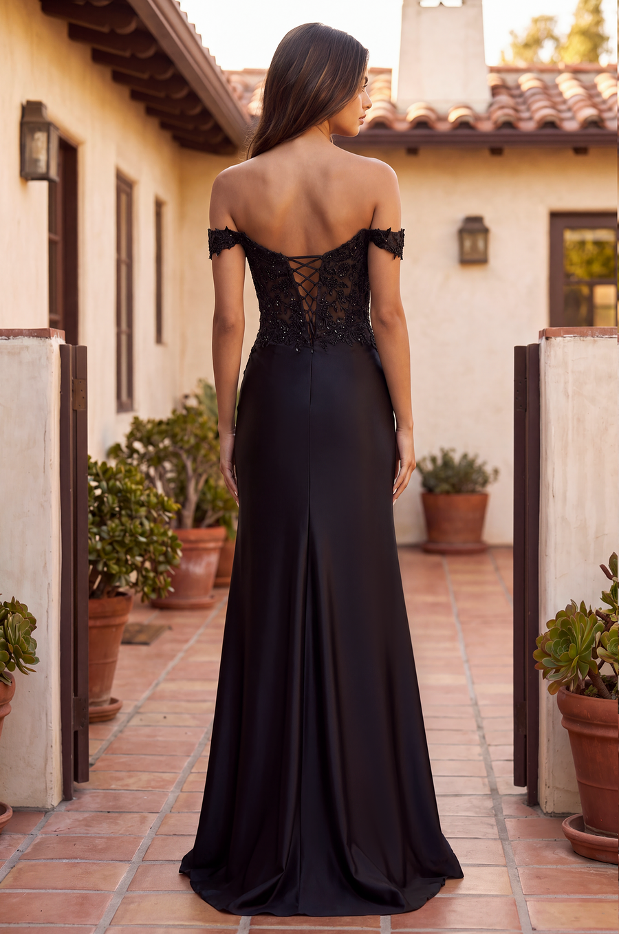 Kos Couture Corset Fitted Off Shoulder Formal Dress