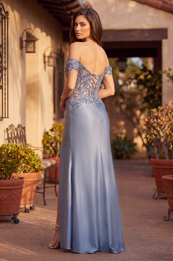Kos Couture Corset Fitted Off Shoulder Formal Dress