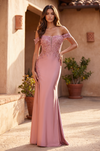 Kos Couture Corset Fitted Off Shoulder Formal Dress