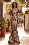Kos Couture Long Off Shoulder Formal Couture Evening Dress