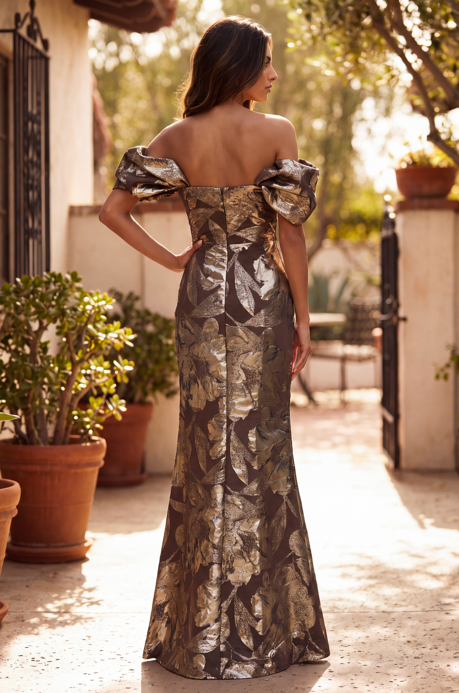 Kos Couture Long Off Shoulder Formal Couture Evening Dress