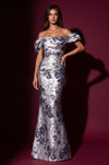 Kos Couture Long Off Shoulder Formal Couture Evening Dress