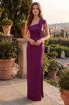 Kos Couture Long Formal Peplum Satin Evening Dress
